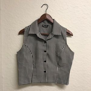 Vintage Gingham Button Up Crop Top